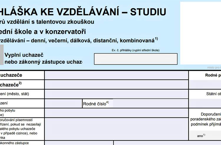 Vyhlášení dalších kol přijímacího řízení do uměleckých oborů
