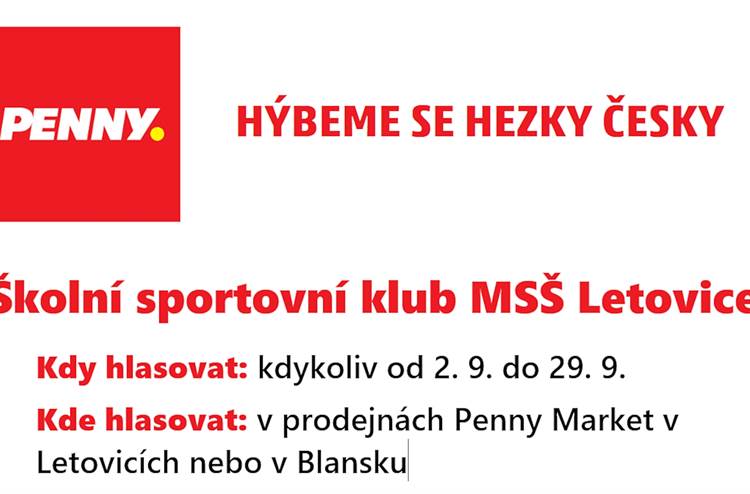 Hlasujte pro náš Školní sportovní klub MSŠ Letovice