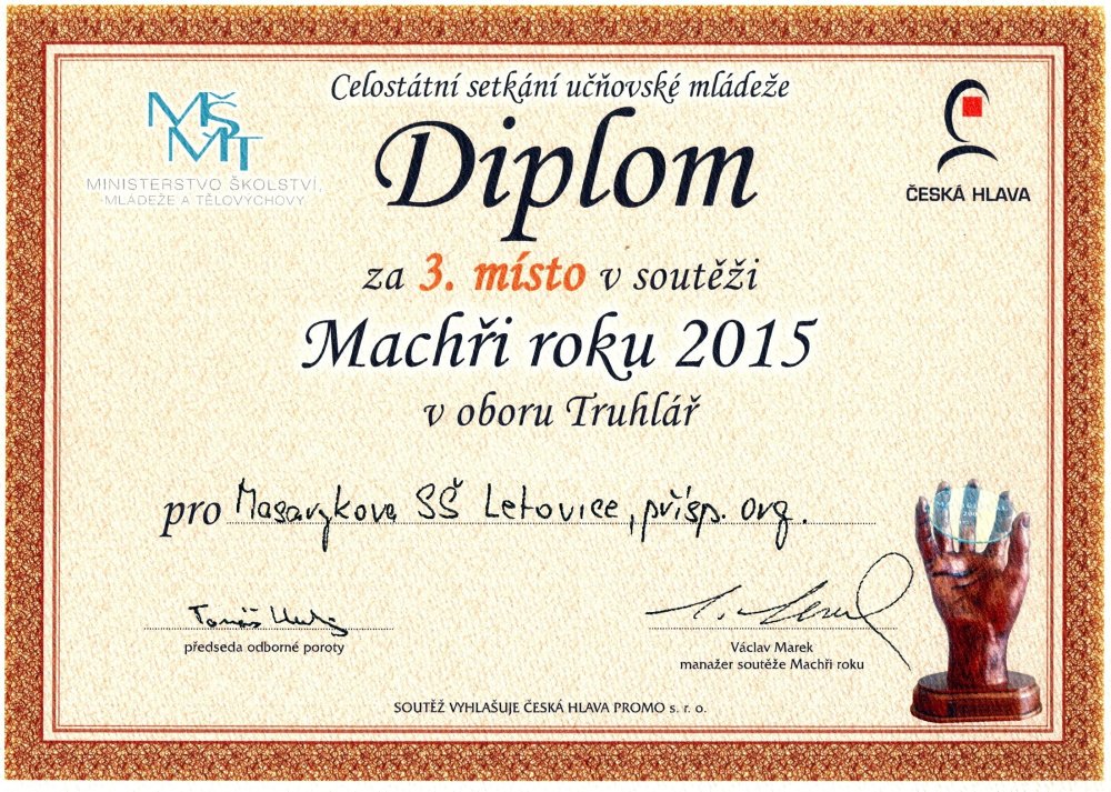 Diplom školy z Machrů roku 2015